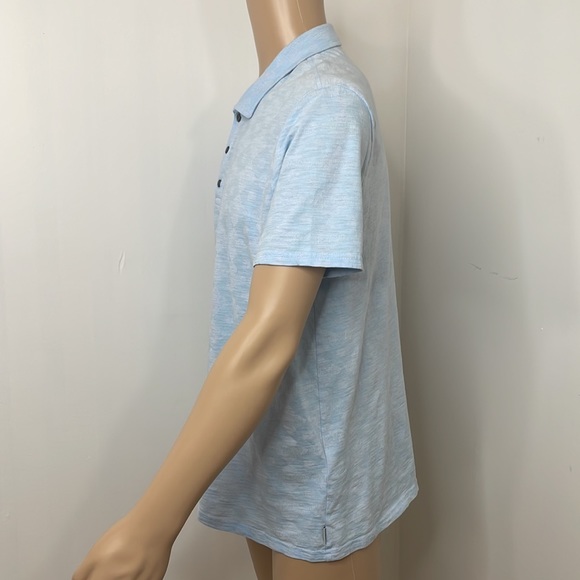 Express Mens Polo Shirt L Light Blue Short Sleeves 3-Button Closure 100% Cotton - Picture 4 of 16